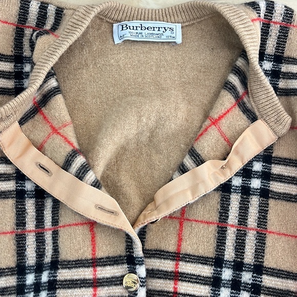 Vintage Burberry Nova Check Gold Buttons Classic Beige Cardigan Sweater - Picture 8 of 8